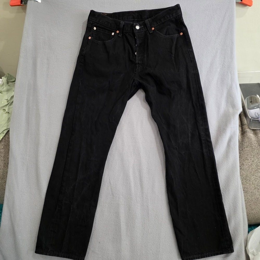 Levis 501 Original Fit Black Straight Leg Button Fly Jean W32 L30 100% Cotton